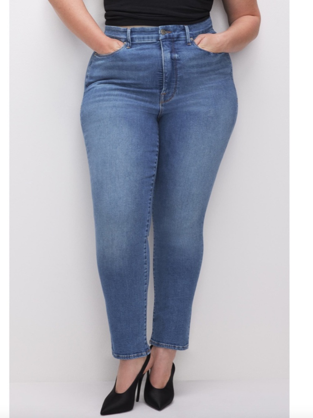 Good American Good Classic Darted Pocket Jeans Size 30 Plus NWT Organic Cotton
